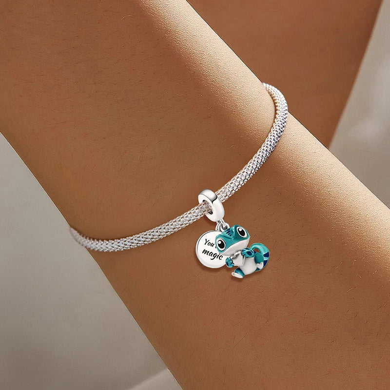 925 Sterling Silver Owl Dinosaur Panda Chameleon Cute Charm Bead Fit Diy Bracelet Bangle Making Gift of High Quality Jewelry