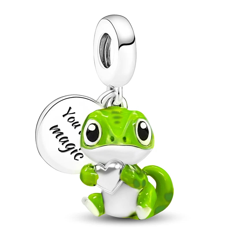 925 Sterling Silver Owl Dinosaur Panda Chameleon Cute Charm Bead Fit Diy Bracelet Bangle Making Gift of High Quality Jewelry