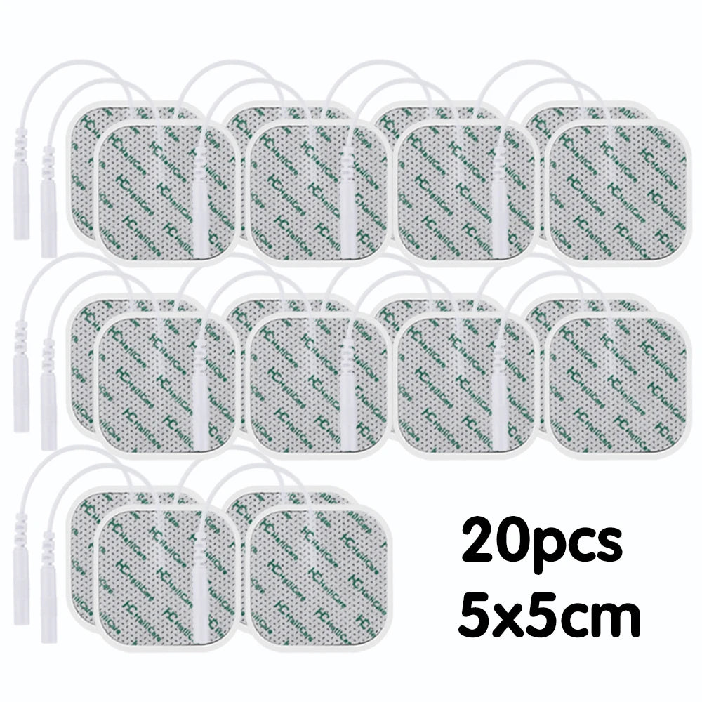 Hailicare 10pcs Replacement Electrode Pads for Tens EMS Massager Self Adhesive Gel Electrode Patches Reusable 4x4cm/5x5cm