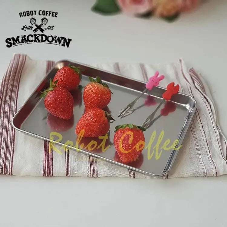 Nordic Stainless Steel Rectangular Coffee Shop Pallet Storage Disk Net Snack Cake Dish Dining Dessert Plate Kitchen Dish Tray
