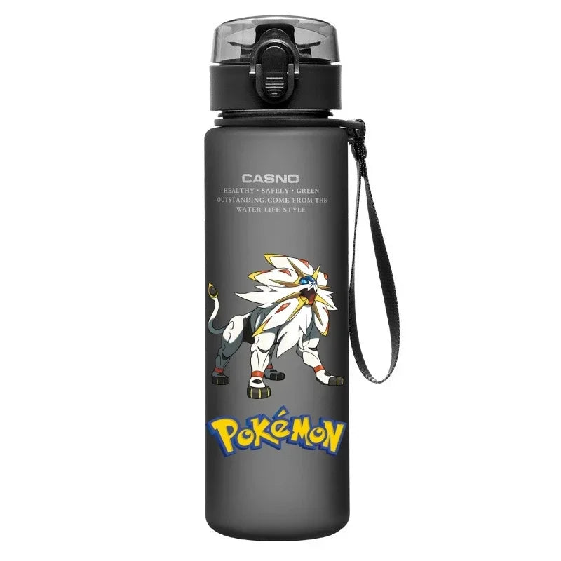560ML Pokemon Water Cup Pikachu Mewtwo Gengar Portable Plastic Cartoon Outdoor Sports Large Capacity Travel Hiking Water Bottle