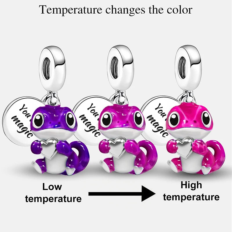 925 Sterling Silver Owl Dinosaur Panda Chameleon Cute Charm Bead Fit Diy Bracelet Bangle Making Gift of High Quality Jewelry