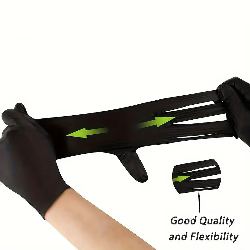 20/50/100PCS Black Nitrile Gloves Disposable Thickened Durable Household Cleaning Gloves for Kitchen Cooking Hair Dyeing Tattoo