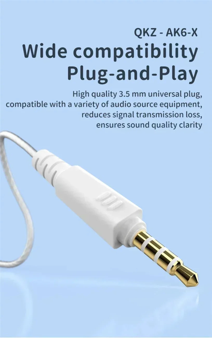 QKZ AK3 FiLe Wired Earphone with Microphone HiFi Music Monitor Bass Headphones Noise Cancelling Headset For Sport Gaming Earbuds