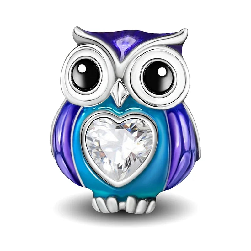 925 Sterling Silver Owl Dinosaur Panda Chameleon Cute Charm Bead Fit Diy Bracelet Bangle Making Gift of High Quality Jewelry