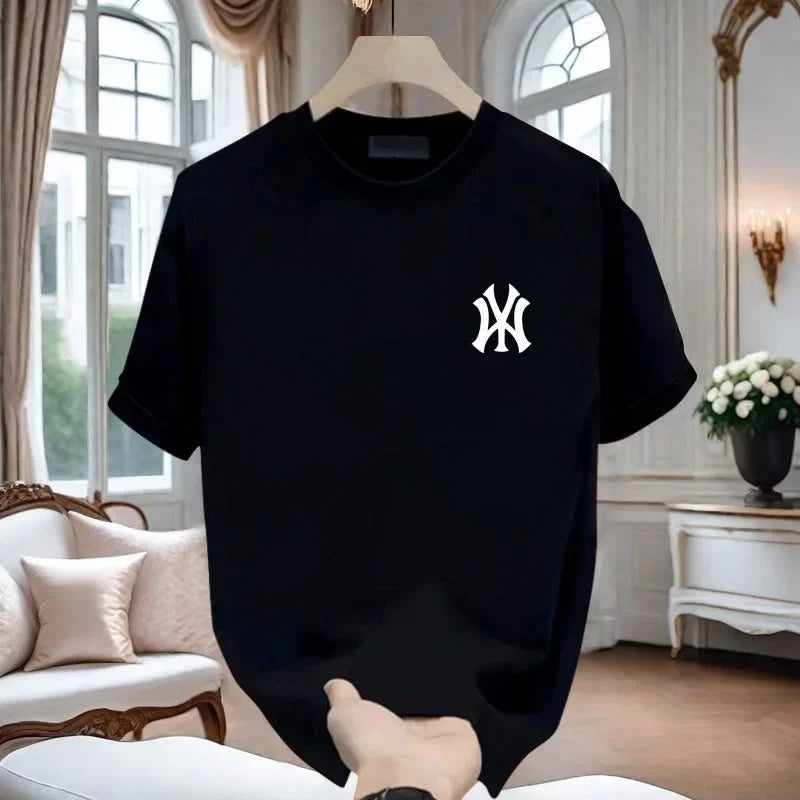 New 2026 Men's Pure Cotton Short Sleeve T-Shirt Fashionable Summer Thin Breathable Comfortable Casual Top for Men And Women