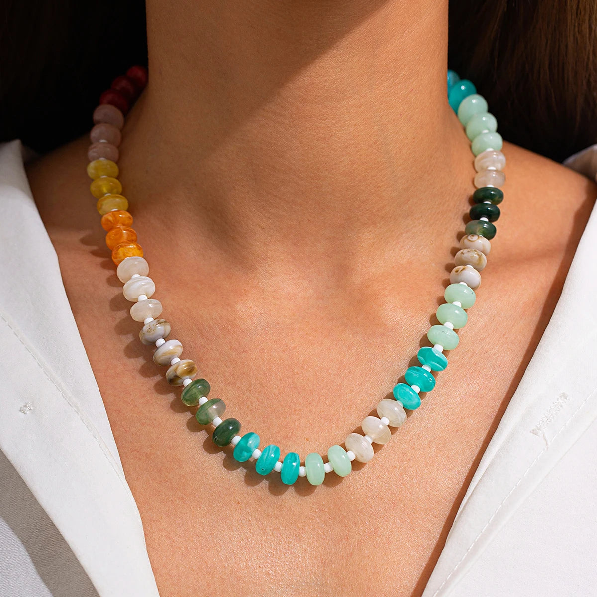 Lacteo Creative Mixed Color Acrylic Necklace for Women Romantic Adjustable Necklace Daily Party Birthday Jewelry Accessories New