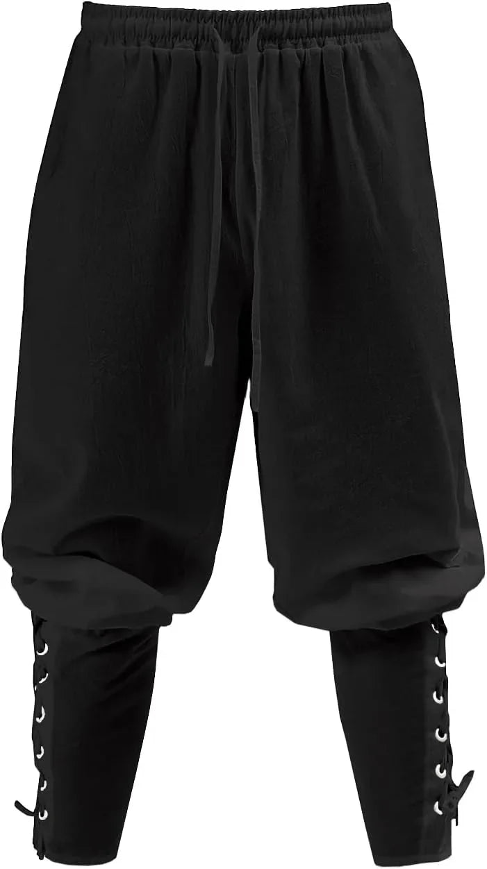 Men's Spring Summer Vintage Men's Medieval Viking Cotton Linen Trousers Halloween Fashion Vintage Men's Bottoms