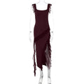 Sexy Sleevelss Ruched Party Club Bodycon Y2K Maxi Split Dresses For Women Summer 2026 Fashion Backless Evening Long Dress Outfit