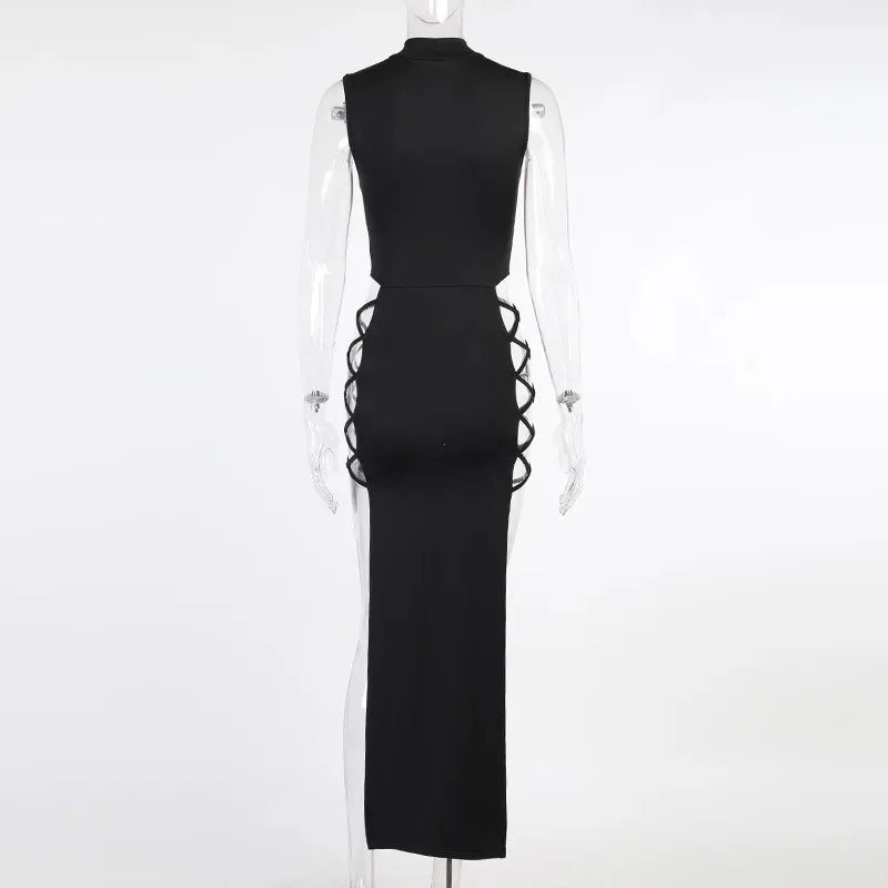 Elegant Black Sleeveless Bandage Sexy Dress for Women Club Party Backless Tank Dresses Skinny Fashion Summer 2025 Платье Женское