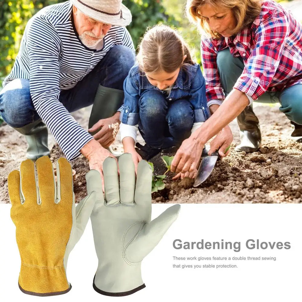 1 Pair Work Gloves Cowhide Leather Workers Work Welding Safety Protection Garden Sports Motorcycle Driver Wear-resistant Gloves