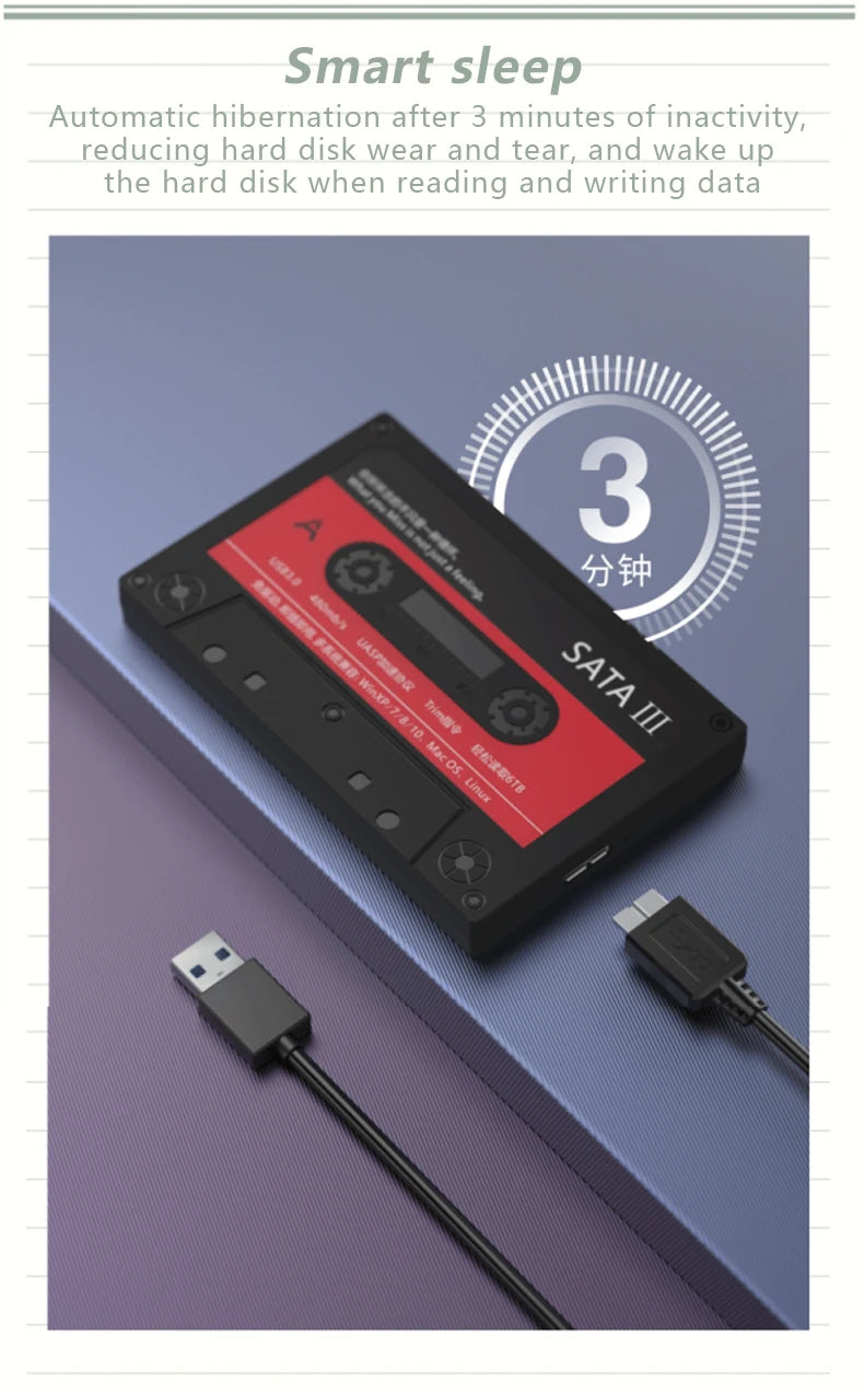 UTHAI T46 New 2.5" External Hard Drive Enclosure, USB 3.0 SATA 5Gbps HDD & SSD  Tape Enclosure UASP for PC Notebook