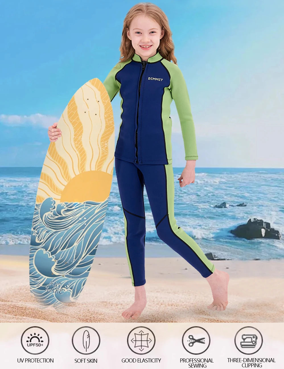 Kids Neoprene Diving Surfing Suit Split Long Sleeve Wetsuit Girls Thick Swimsuit Boys Rash Guards Swimwear Keep Warm Clothes