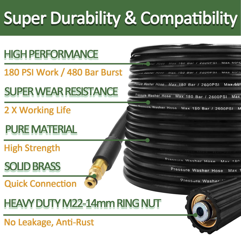 10m High Pressure Washer Hose Pipe Cord Water Cleaning Hose for Karcher Pressure Washer Sink