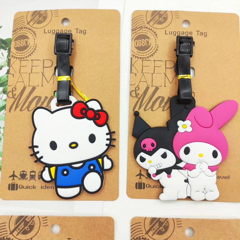 KUROMI Cinnamoroll Luggage Label Travel Luggage Tag Hello Kitty Suitcase ID Address Holder Baggage Boarding Portable Ticket