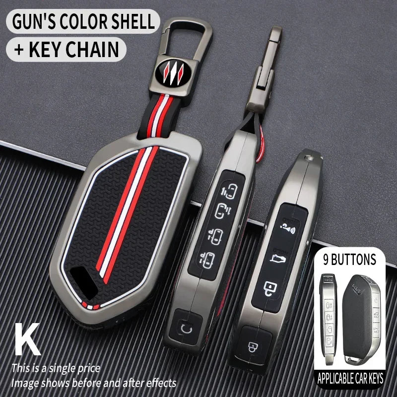 5/6/8/9 Buttons Zinc Alloy Car Key Case Cover For Kia EV9 Picanto Sorento MQ4 Carnival KA4 Morning K5 Carens 2024 RemoteKeychain