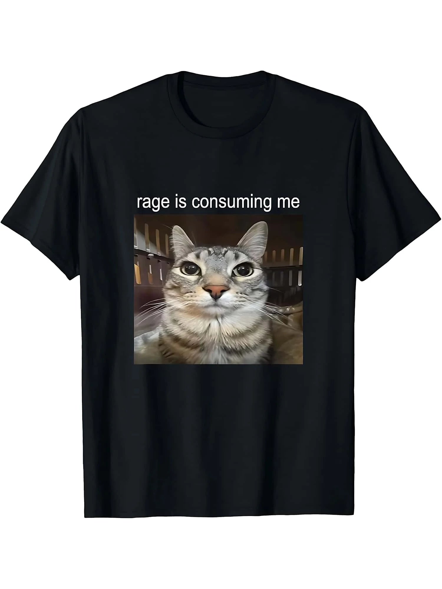 Funny Cat and Cement Sack Graphic T-Shirt for Men