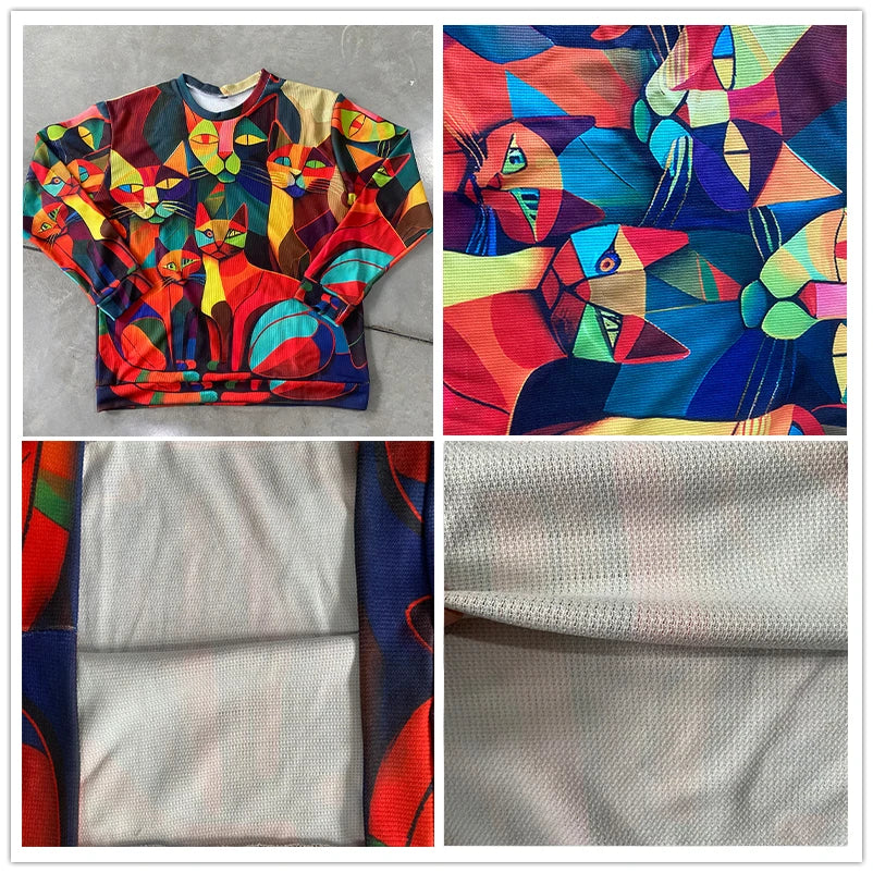 Abstract Art Girl Multicolor Pattern 3D Printed Men's Crewneck Knitted Pullover Winter Unisex Casual Knit Pullover Sweater ZZM47