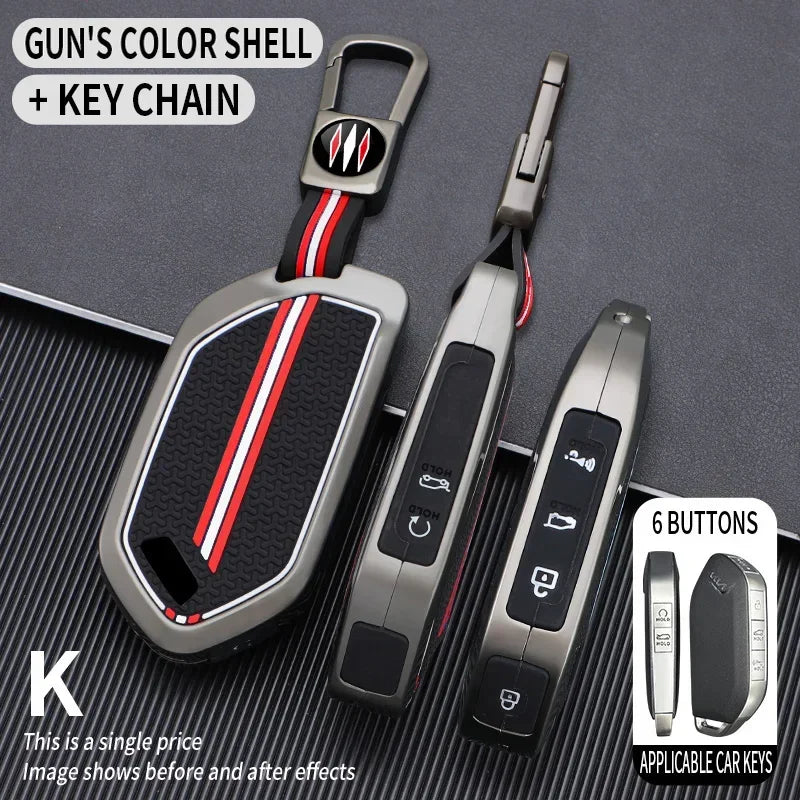 5/6/8/9 Buttons Zinc Alloy Car Key Case Cover For Kia EV9 Picanto Sorento MQ4 Carnival KA4 Morning K5 Carens 2024 RemoteKeychain