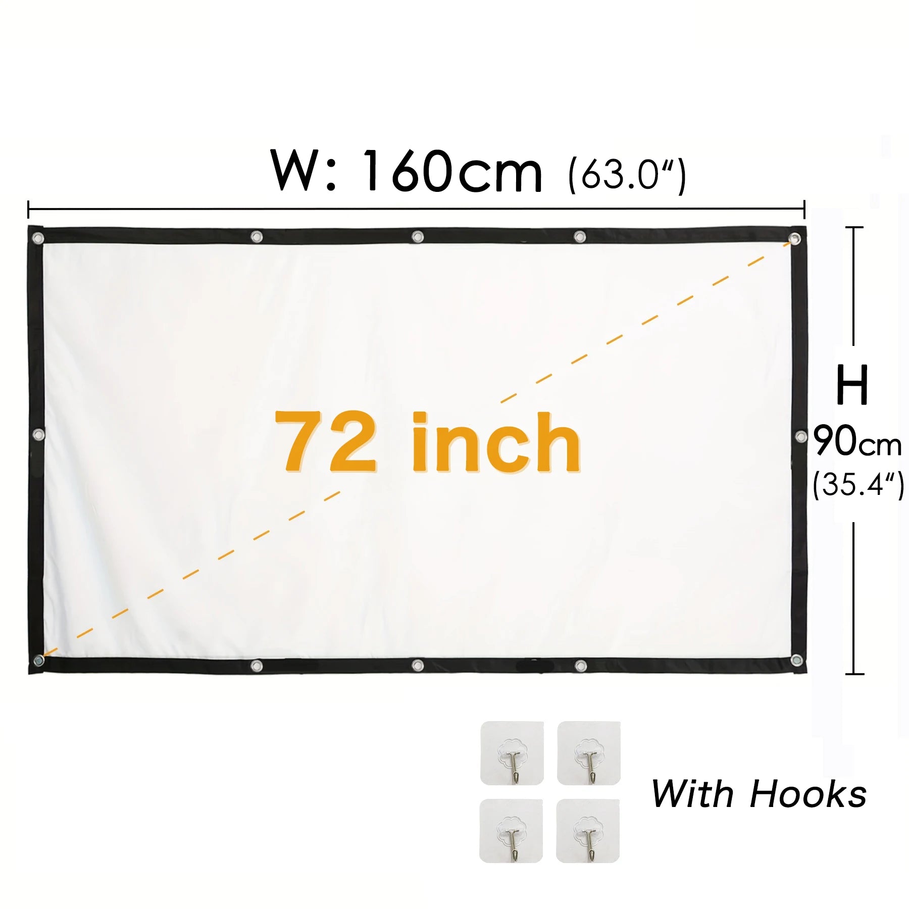 Portable Projector Screen 16:9 Foldable Projection Screens Home Cinema House Indoor Outdoor Theater 4K HD 1080P Anti Light Flat