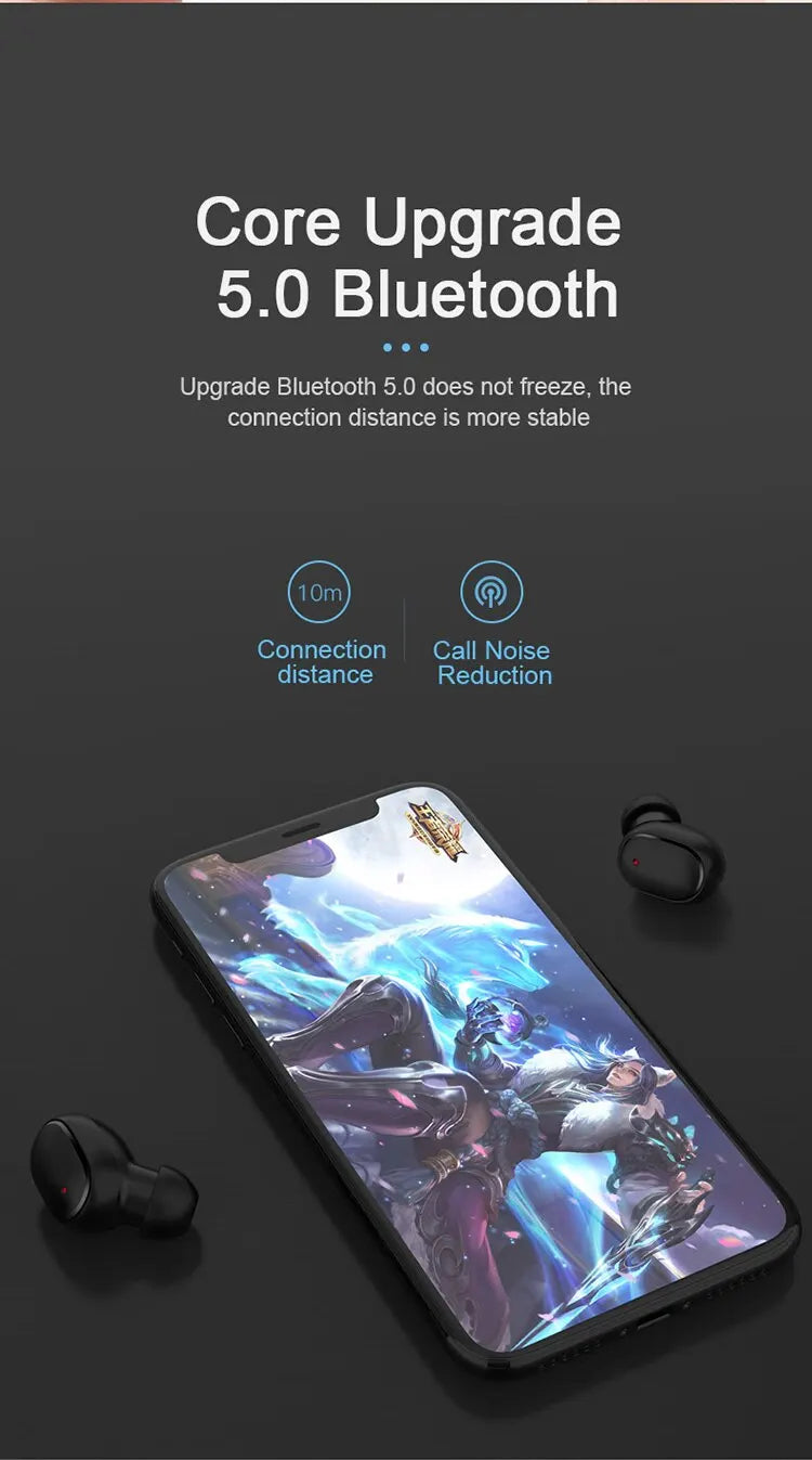 TWS Headset HiFi Stereo Wireless Earphones Sport Music Bluetooth 5.1 Headphones Noise-Canceling Earbuds For iPhone Xiaomi Huawei