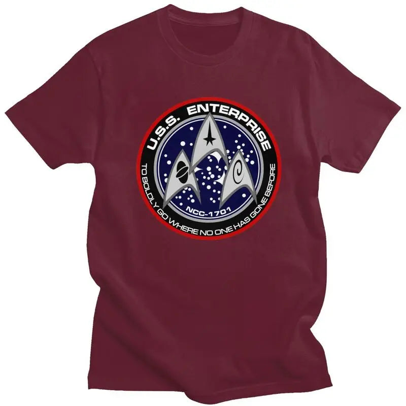Custom Star Film T Shirts for Men Pre-shrunk Cotton Tee Tops Treks Movie Tshirt Short-Sleeve Graphic T-shirt Clothes
