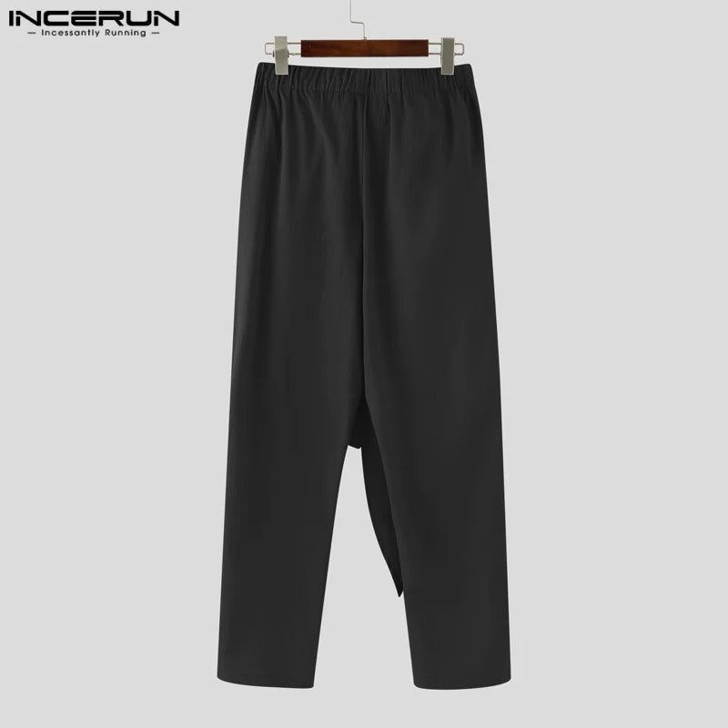 Mode INCERUN Somer Lente Mans Informele Broek Harembroek Geplooide Langbroek Straatdrag Oormaat Mansklere S-5XL