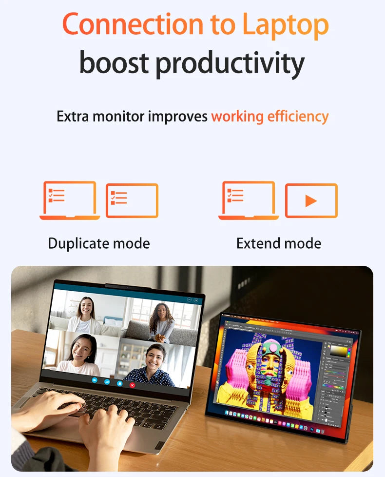 VCHANCE 16 Inch 2.5K Portable Monitor 16:10 2560*1600p 100%DCI-P3 500Nit Travel Second Gaming Display for Laptop Xbox Switch ps4