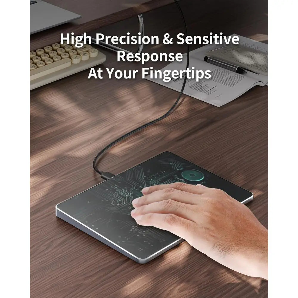 High-Precision Wired Trackpad Mouse with Multi-Gestures for Windows 10/11, Slim and Portable, Suitable for Laptop/Desktop, Grey