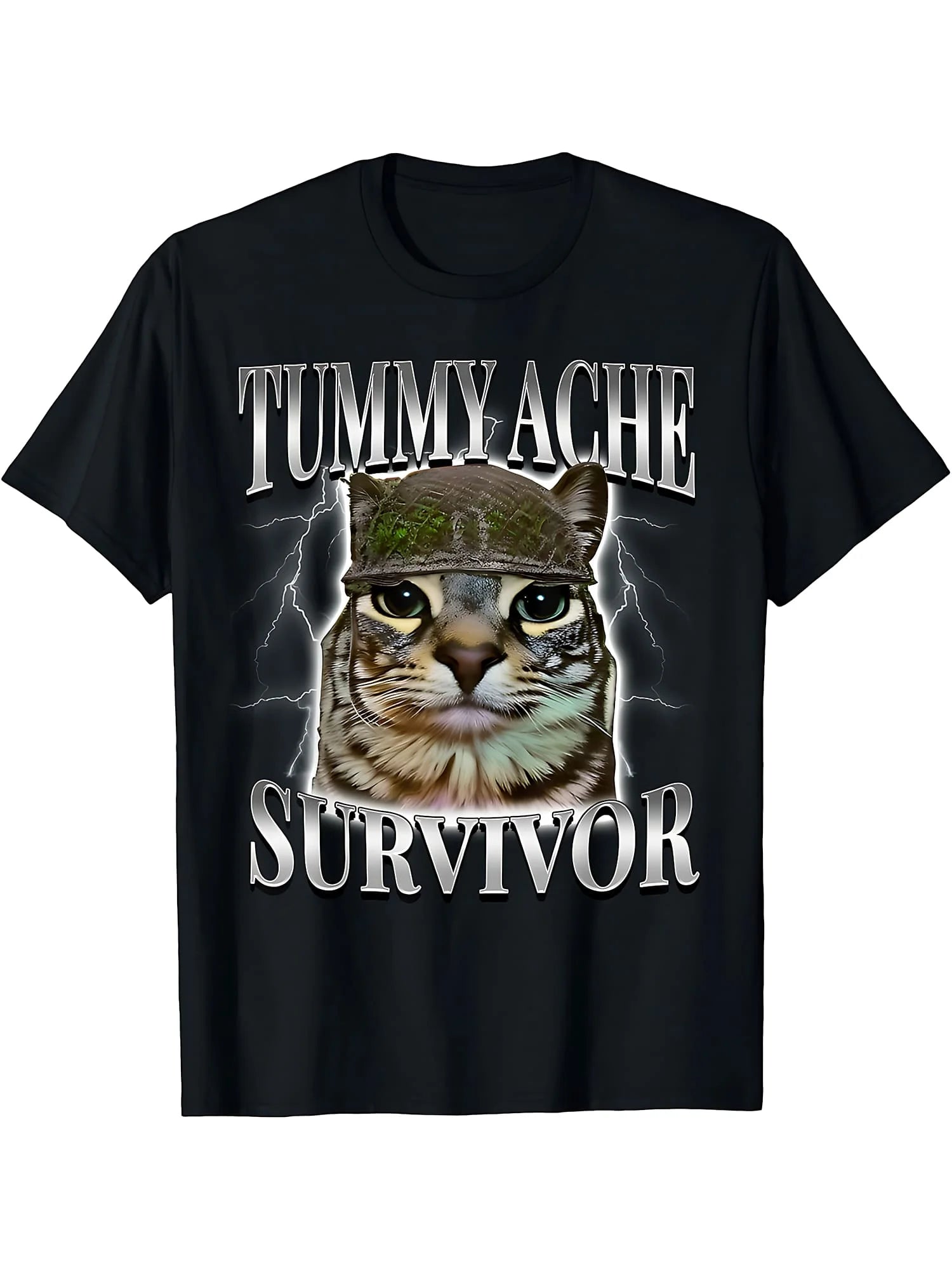 Funny Cat and Cement Sack Graphic T-Shirt for Men