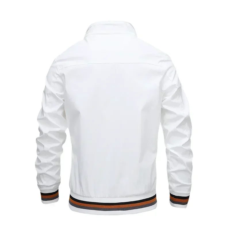 Embroidered Autumn and Winter Men's Stand Collar Casual Zipper Jacket Outdoor Sports Coat Windbreaker Jacket for Men Waterproof