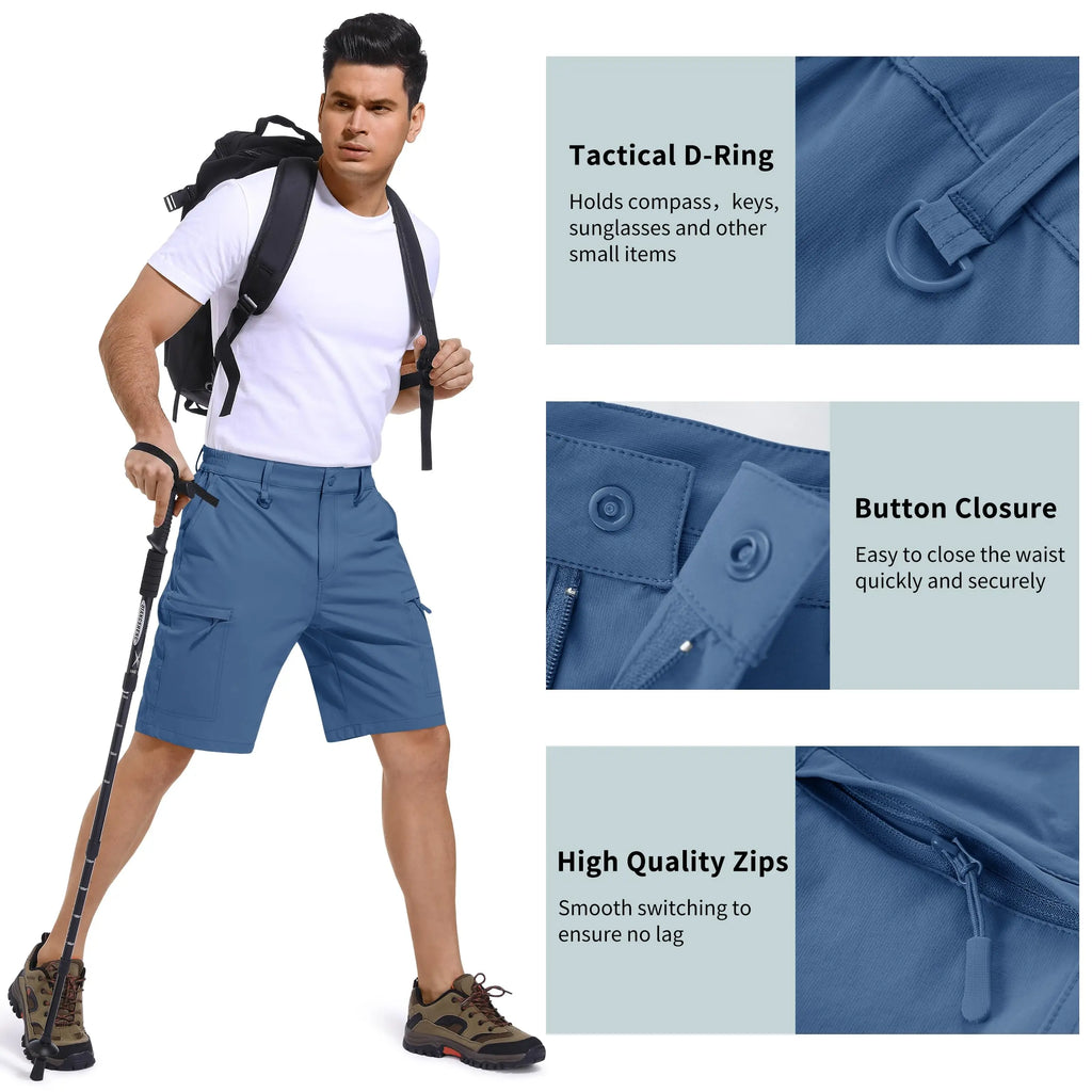 TACVASEN Sommer feuchtigkeitsableitende Freizeithose Herren Cargo Arbeitsshorts Laufshorts Jogging Sporthose Nylon Rip-Stop Kurze Hosen