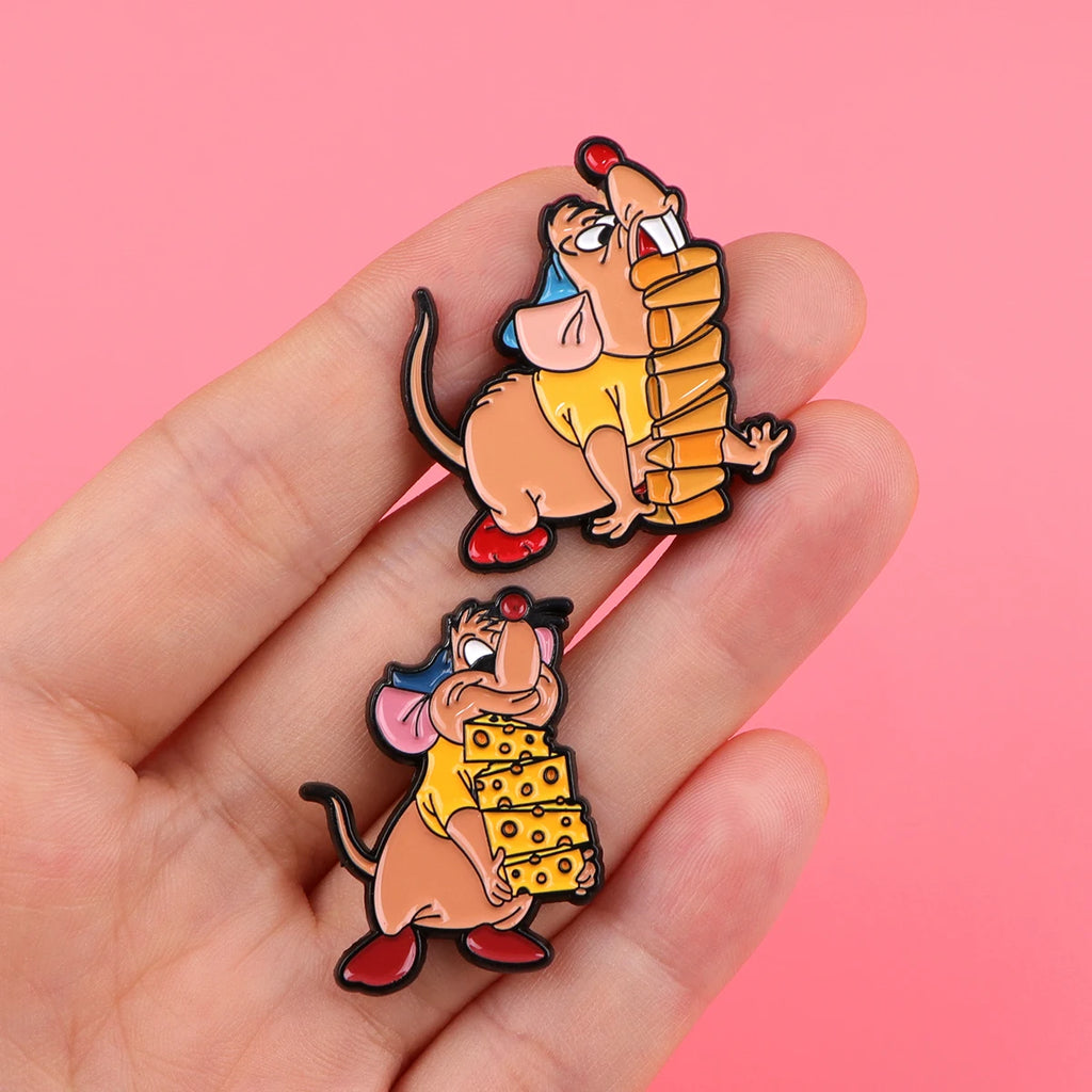 Fairy Tale Enamel Pins Cute Cartoon Mouse Brooches for Backpacks Clothing Lapel Badges Anime Jewelry Gift for Kids Women
