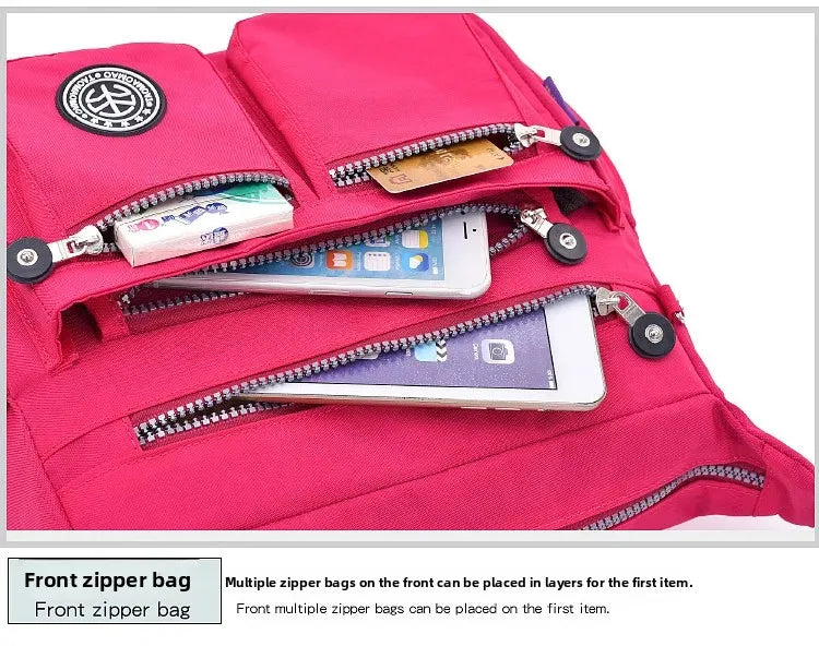 Versatile Waterproof Nylon Single Shoulder Bag for Women Lightweight Travel Crossbody Bag with Internal Zipper And Polyester Lin
