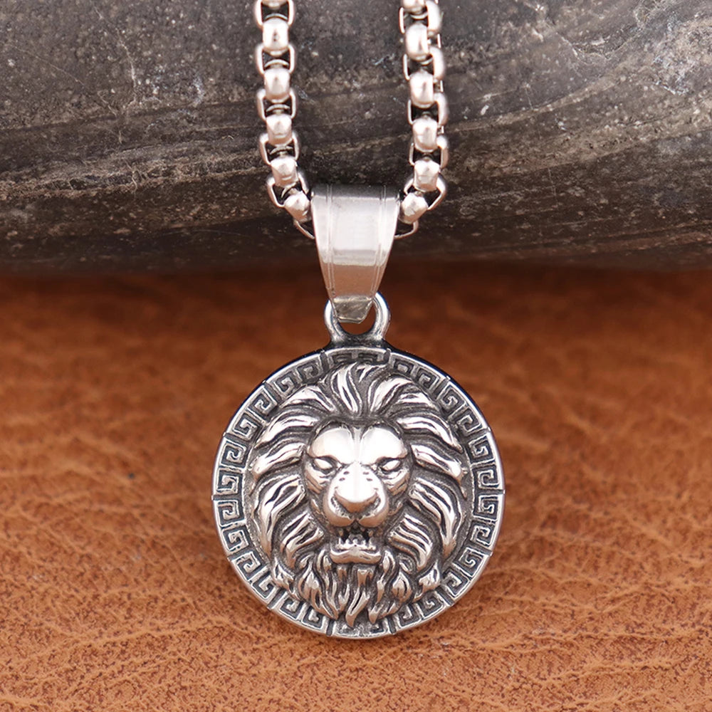 Fashion Small size Lion Head Pendant for Men Women Gift Punk Rock Stainless Steel Viking Animal Necklaces Popular Biker Jewelry