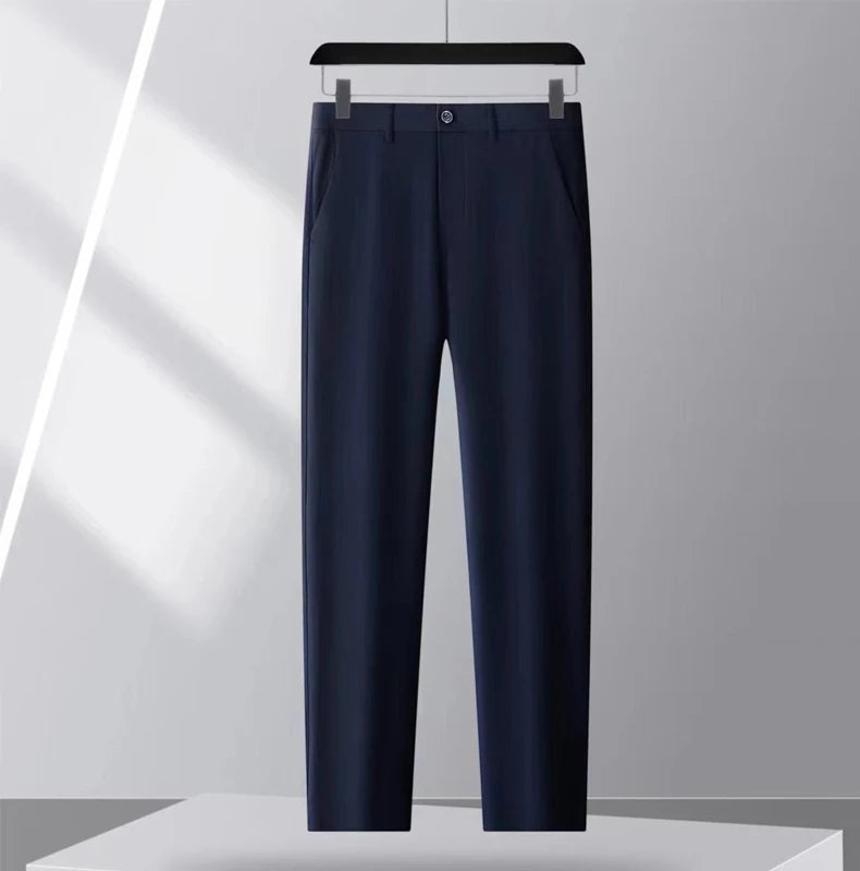 Male Smart Casual Pants Stretchy Sports Men's Fast Dry Trousers Spring Autumn Full Length Straight Office Black Navy Work Pants