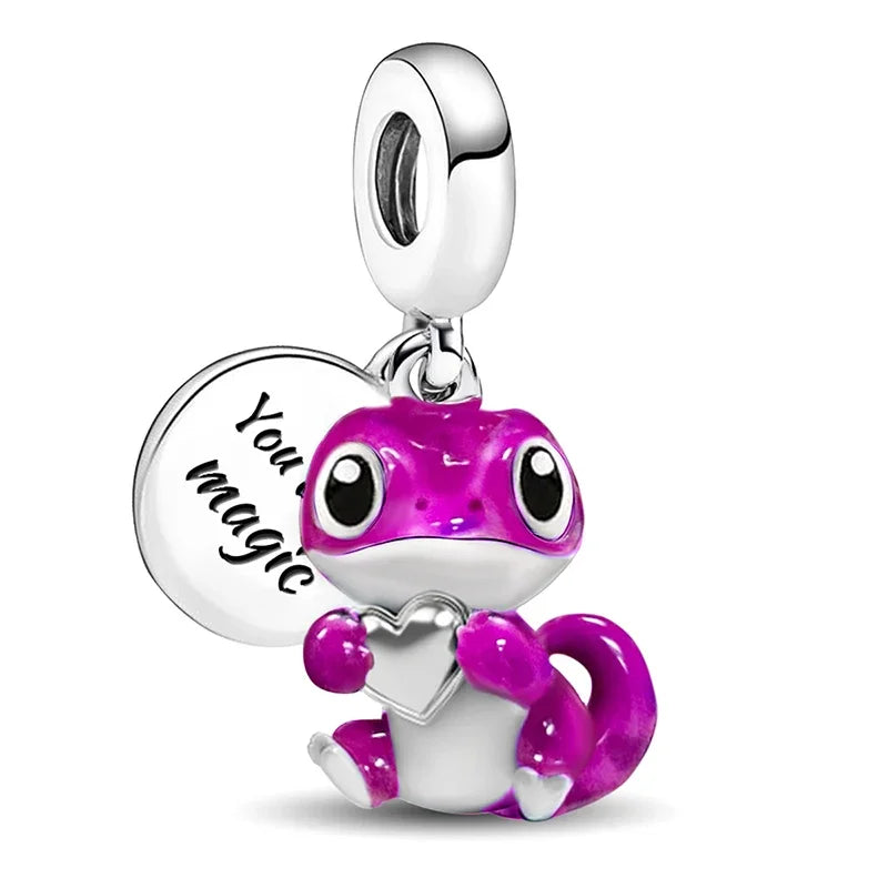 925 Sterling Silver Owl Dinosaur Panda Chameleon Cute Charm Bead Fit Diy Bracelet Bangle Making Gift of High Quality Jewelry