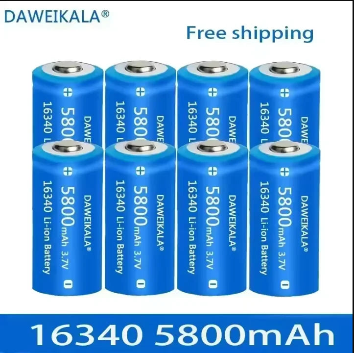 5800mAh rechargeable 3.7V Li-ion 16340 batteries CR123A battery for LED flashlight wall charger, travel for 16340 CR123A battery