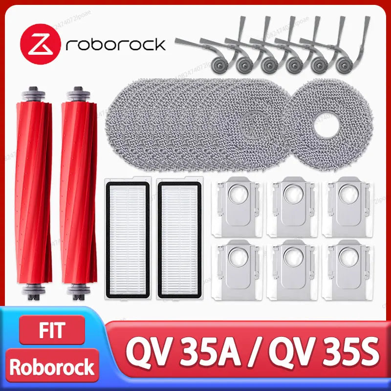 Roborock QV 35A / QV 35S Robot Vacuum Cleaner Accessories Main Side Brush Mop Cloth Hepa Filter Dust Bag Replacement Spare Parts