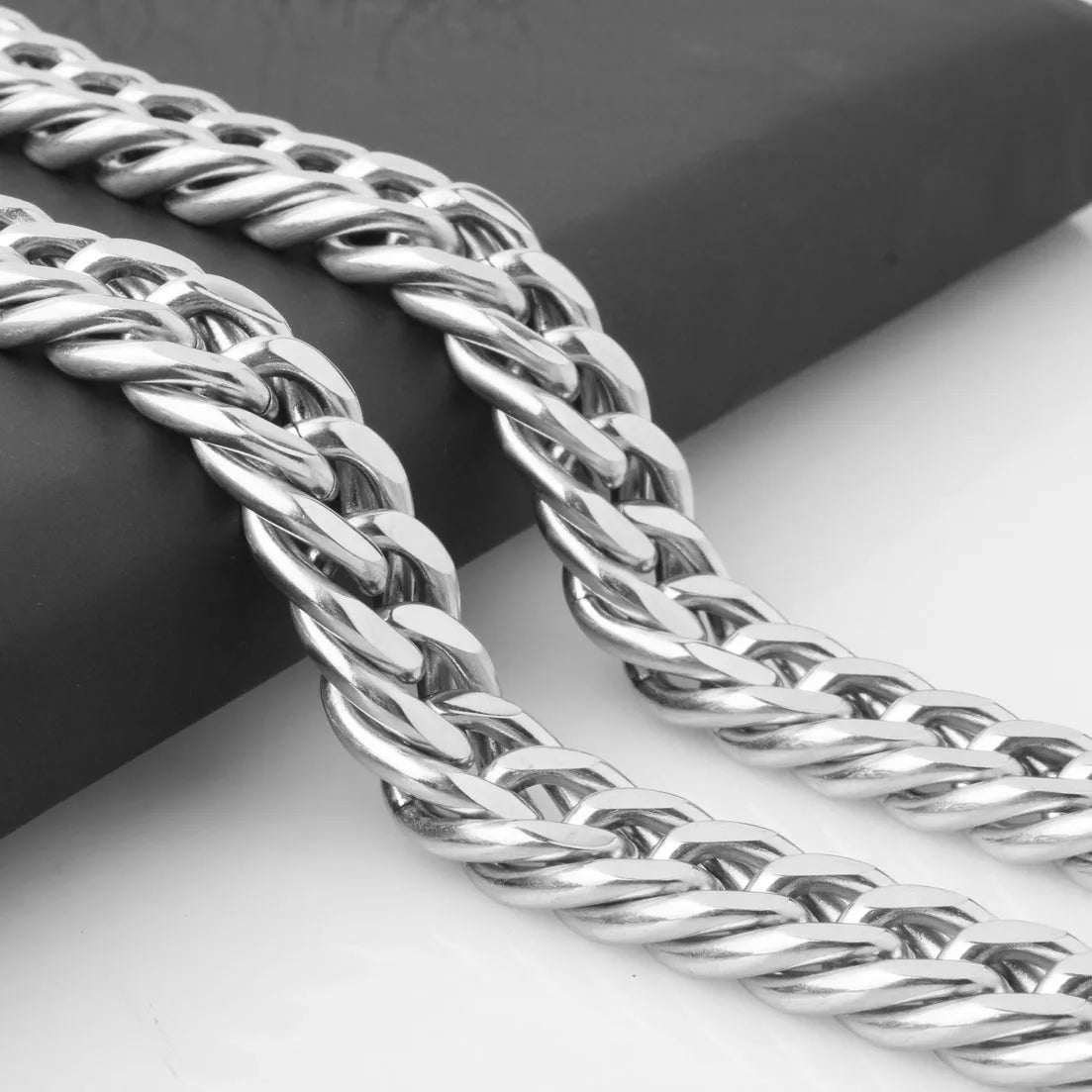 8/10/12/14/16/18mm Heavy Polished Silver Color Men's Chain 316L Stainless Steel Cuban Link Necklace Fashion Jewelry Gift