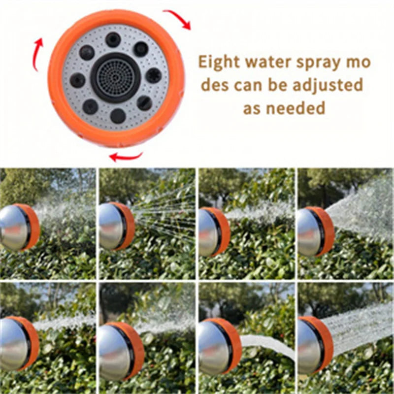 Straight handle long tube thumb push eight function rubber coated water gun garden irrigation artifact eight function water spra