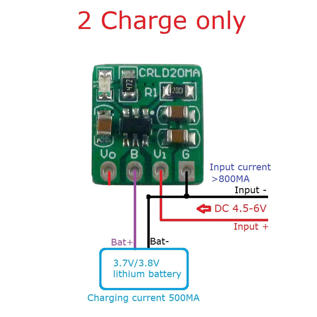 Mini 2-in-1 Battery Charger for 3.7V/3.8V Li-Ion and Li-Polymer Batteries with DC Converter Module