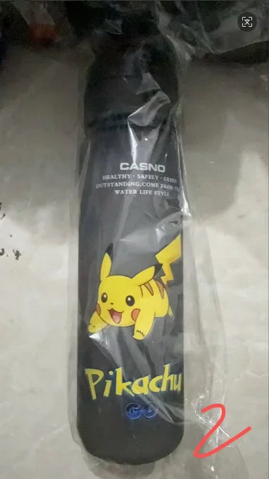 560ML Pokemon Water Cup Pikachu Mewtwo Gengar Portable Plastic Cartoon Outdoor Sports Large Capacity Travel Hiking Water Bottle