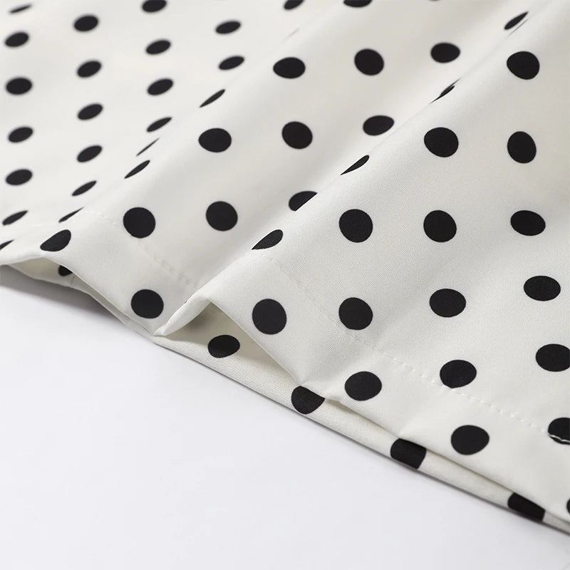 Sexy Women's Dress Halter Lace Up Short Sleeve Polka Print Female Dresses 2026 Early Spring New Fashion Chic Party Lady Robes