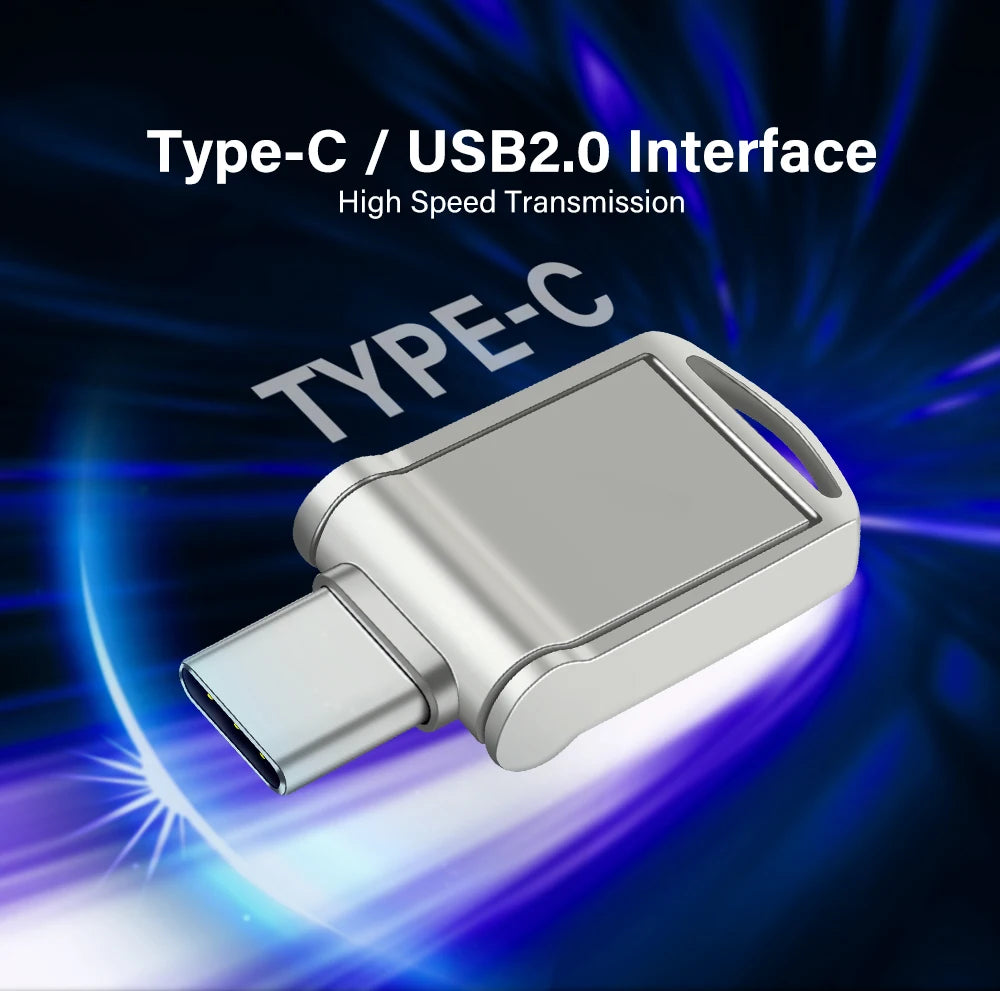 Metal Mini TYPE-C 2 IN 1 USB Dual Flash Drive 64GB Tiny Pen Drive 32GB Key Chain Memoria USB Memory Disk 128G 16GB Pendrives