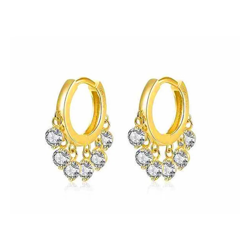 ENSHIR Colorful Cubic Zircon Tassel Hoop Earring for Women Dainty Gold Color Earrings Jewelry Wholesale