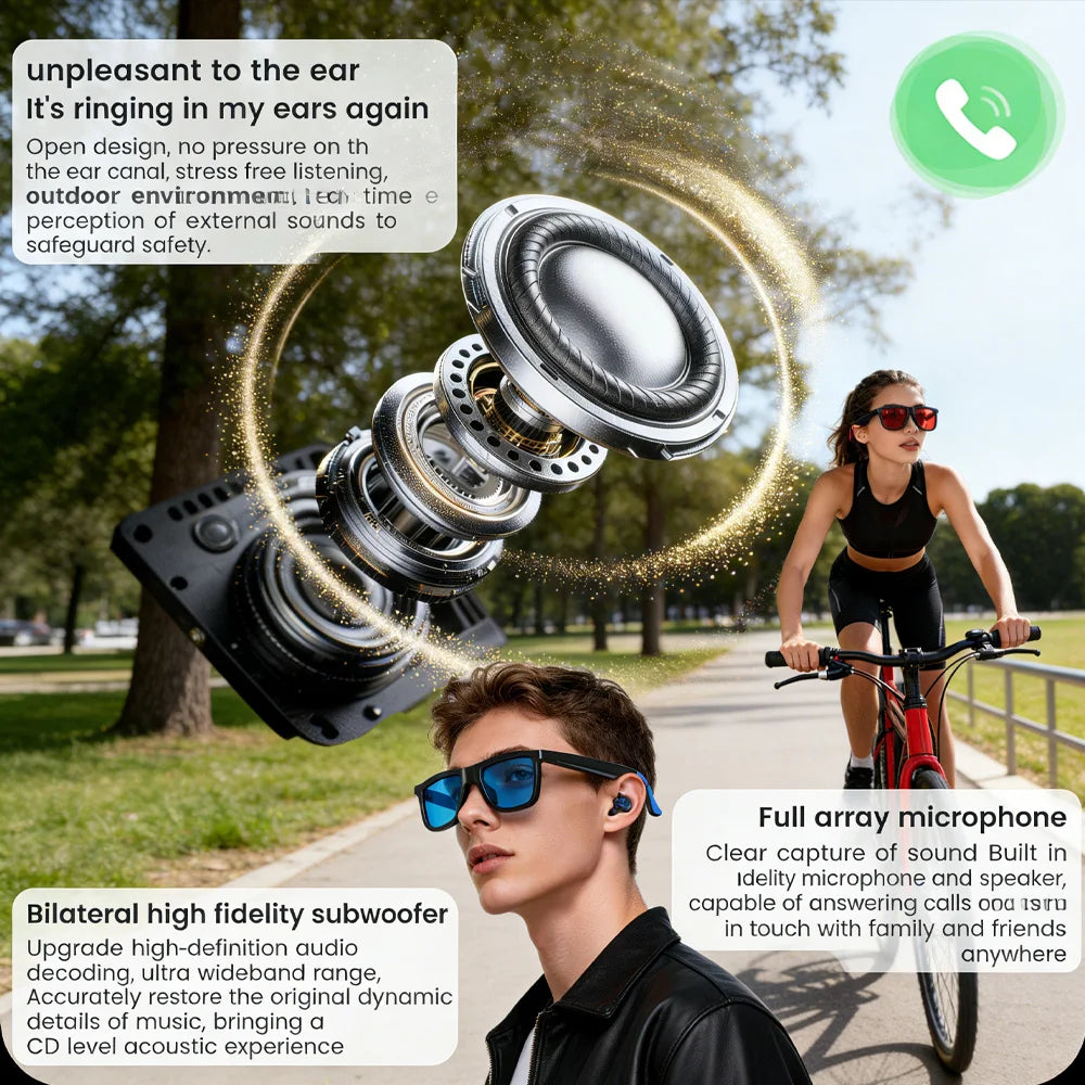 Smart Audio Glasses 2026 Touch Color Changing Lens Dual Microphone Noise Reduction Super Clear Sound Bluetooth Sunglasses Wirele