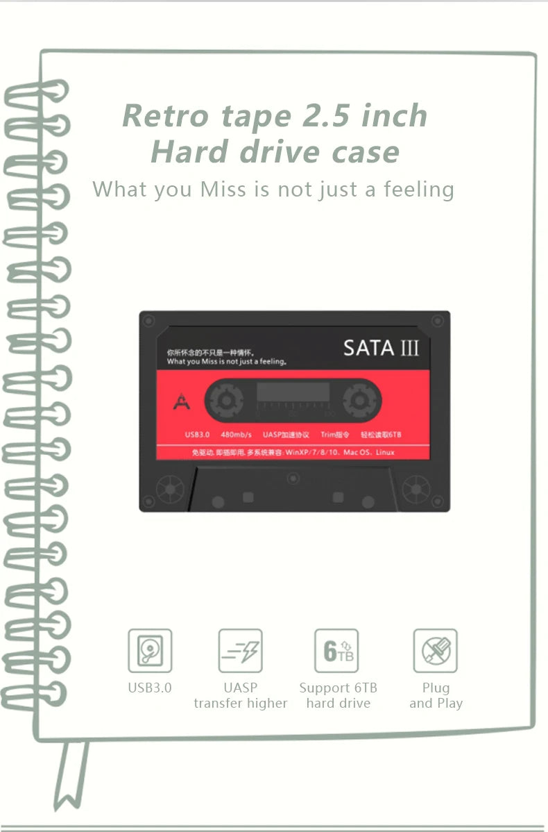 UTHAI T46 New 2.5" External Hard Drive Enclosure, USB 3.0 SATA 5Gbps HDD & SSD  Tape Enclosure UASP for PC Notebook