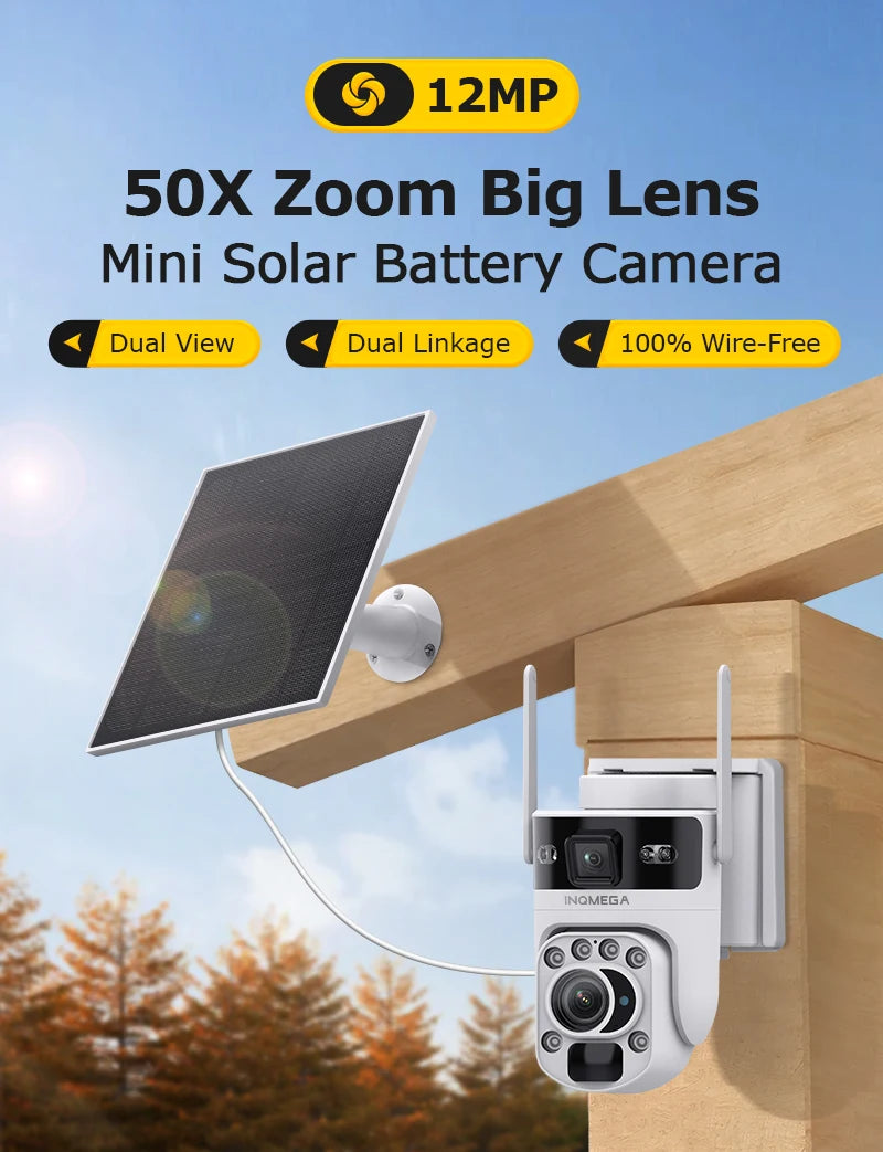 12MP 50X Zoom Dual Lens 4G SIM Solar Camera WIFI Outdoor Surveillance PTZ Human Detection Recording Security Night Vision Camera