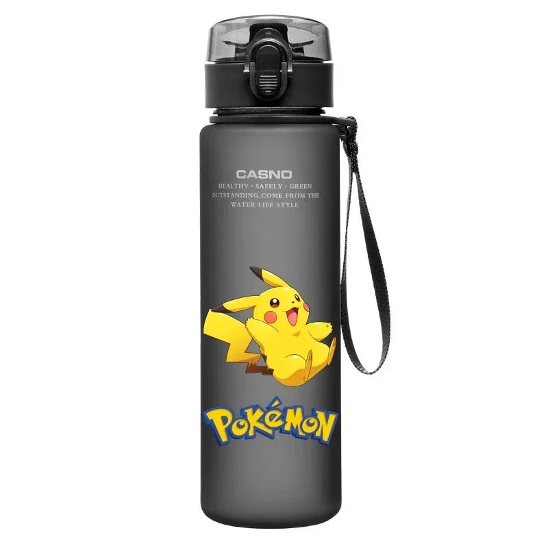 560ML Pokemon Water Cup Pikachu Mewtwo Gengar Portable Plastic Cartoon Outdoor Sports Large Capacity Travel Hiking Water Bottle